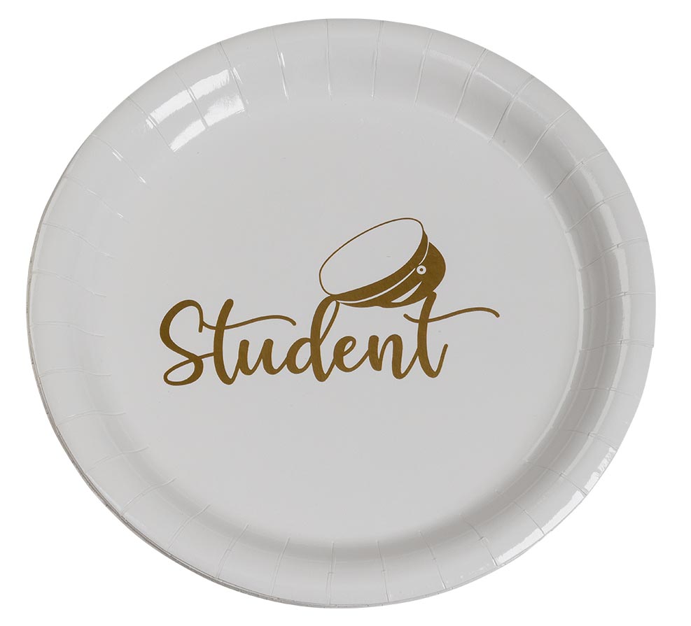 Guldstudenthue Kagetallerkner til Studenterfest - 18 cm