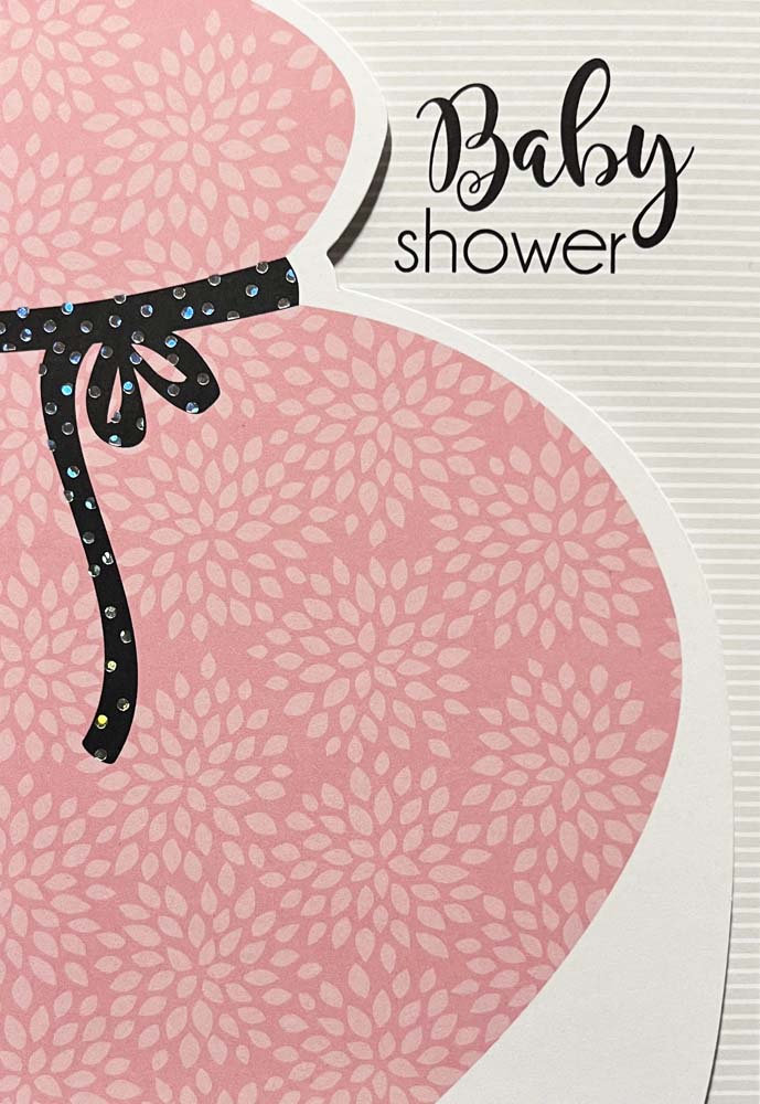 Baby Shower Kort i Lyserød og Sort – Fejr den Nye Ankomst