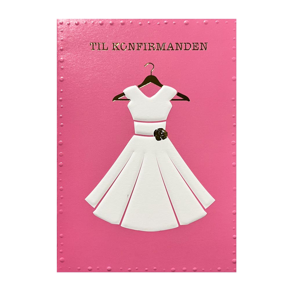 Elegant Pink Konfirmationskort med Guldprint - Uforglemmeligt!