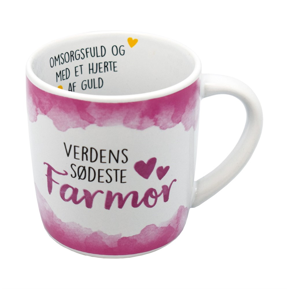 Kruset "Verdens Bedste Farmor" i gaveæske – Kærlig gave!