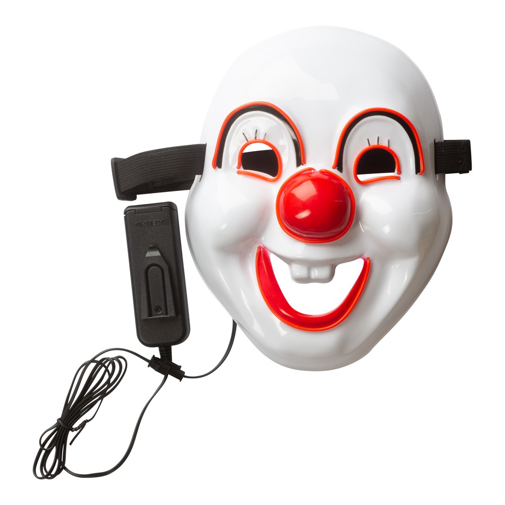 LED Klovnemaske med Rødt Lys – Perfekt til Halloween!