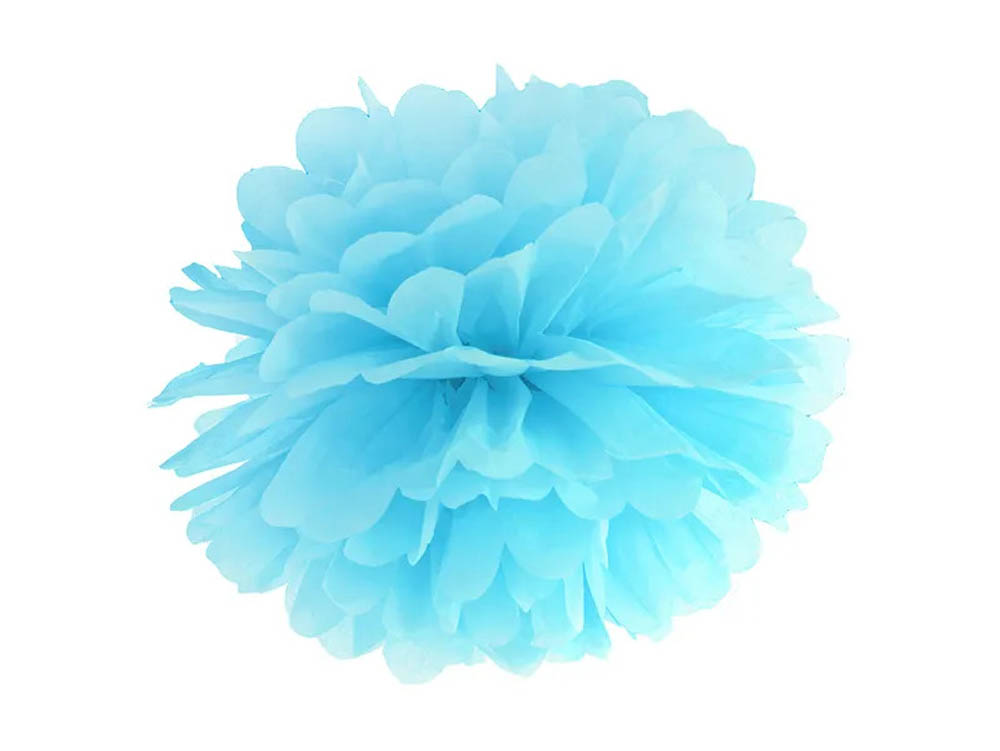 Lyseblå Pompom 25 cm til Festlig Dekoration - Udsalg!