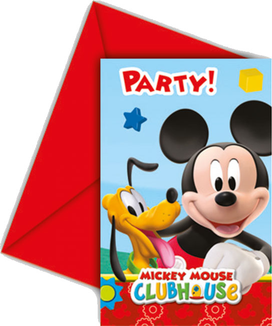 Mickey Mouse Fødselsdagsindbydelser med Røde Kuverter