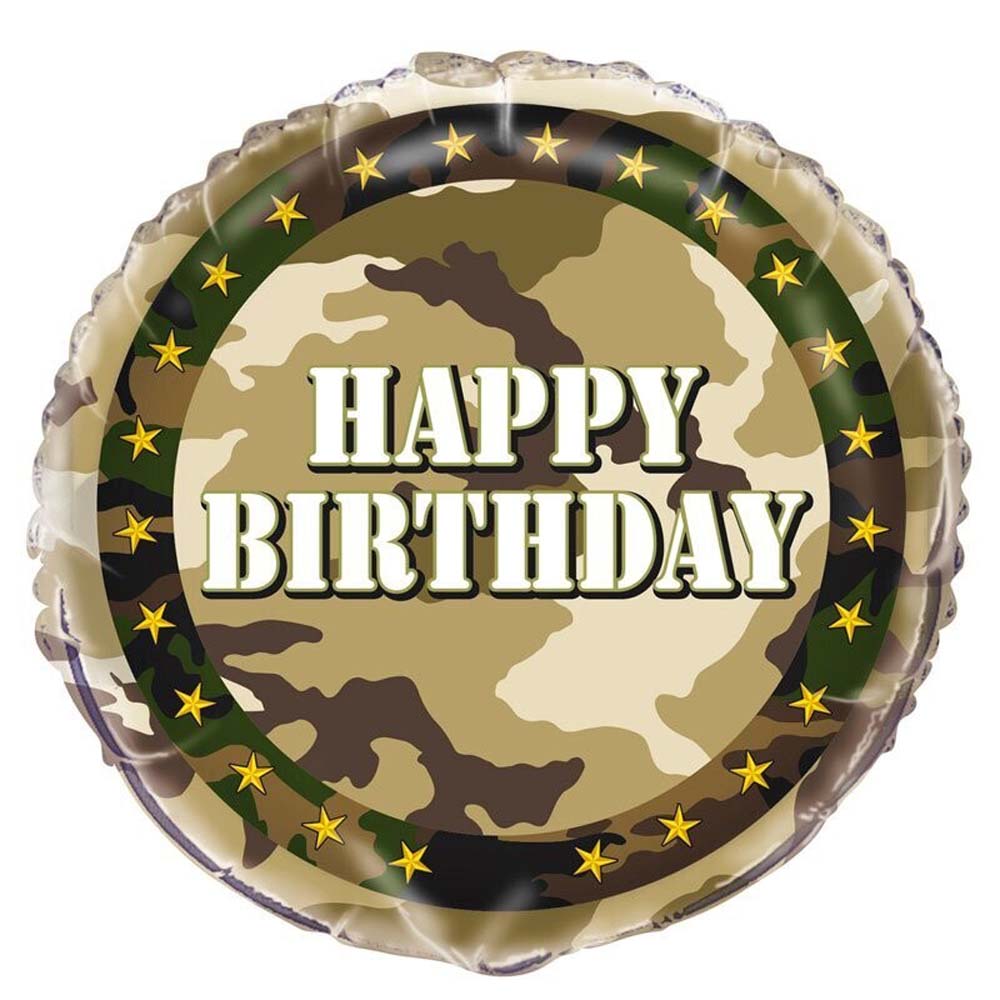 Militær Camo Folieballon 45 cm til Fødselsdagspynt