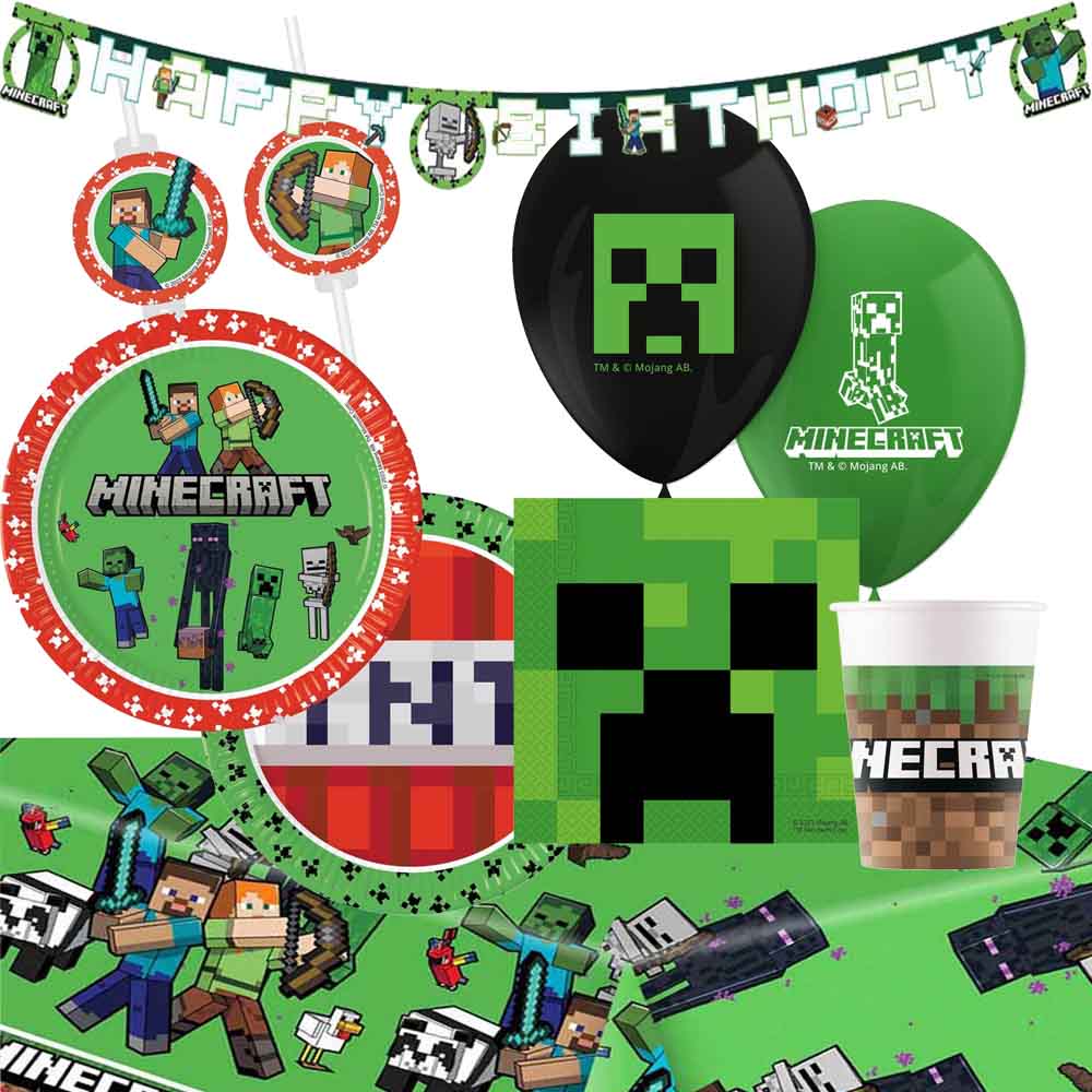 Minecraft Festpakke til 8 - Temafesttilbehør til Børn