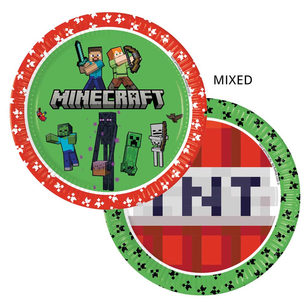 Minecraft Paptallerkner – 8 stk til Festen!
