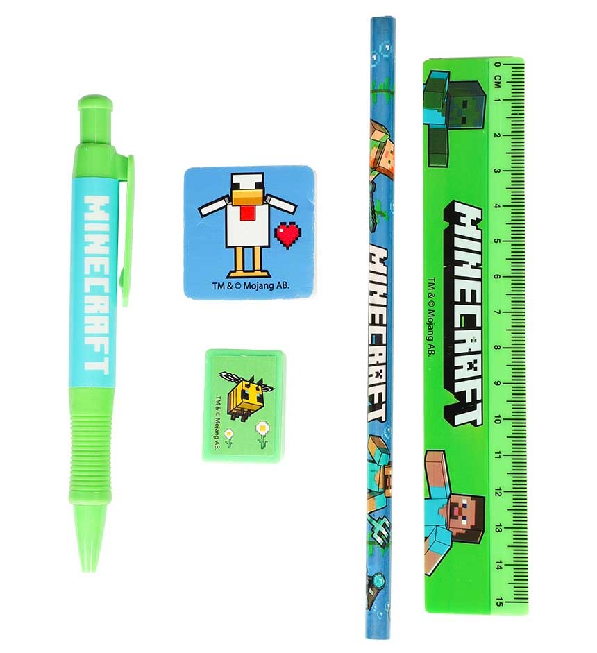 Minecraft Skrivesæt med 5 Dele til Kreativ Leg
