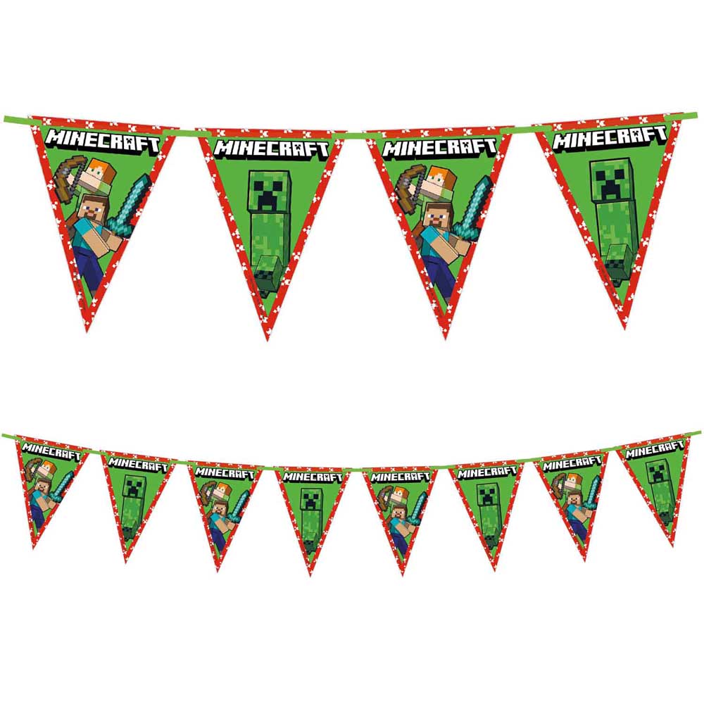 Minecraft Vimpelbanner – 3m til Festlig Fødselsdag!