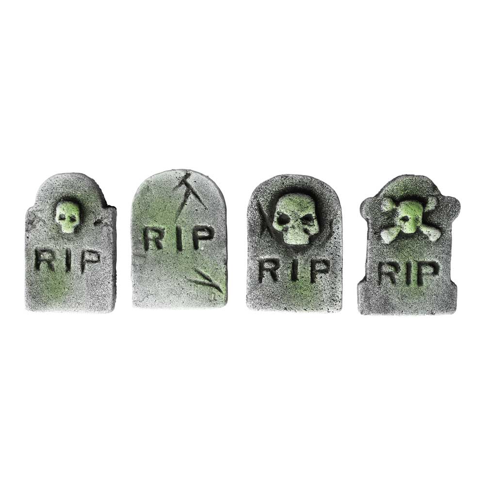 Mini Halloween Gravsten - 4 stk. til Uhyggelig Pynt