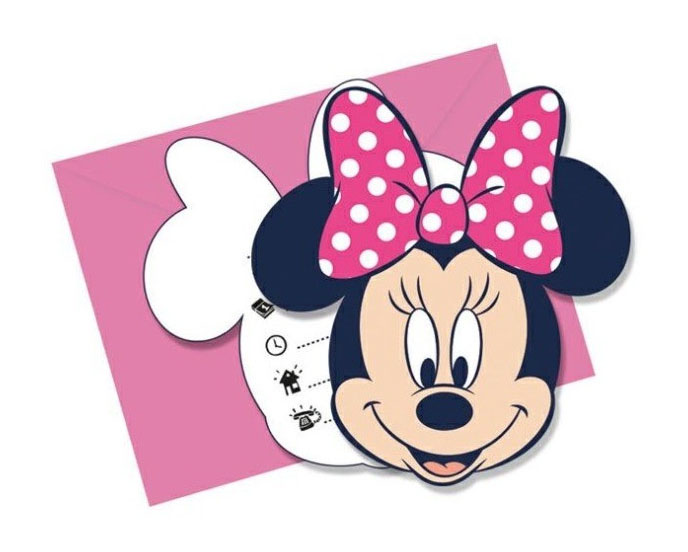 Minnie Mouse Fødselsdagsindbydelser – 6 Stk. til Festen