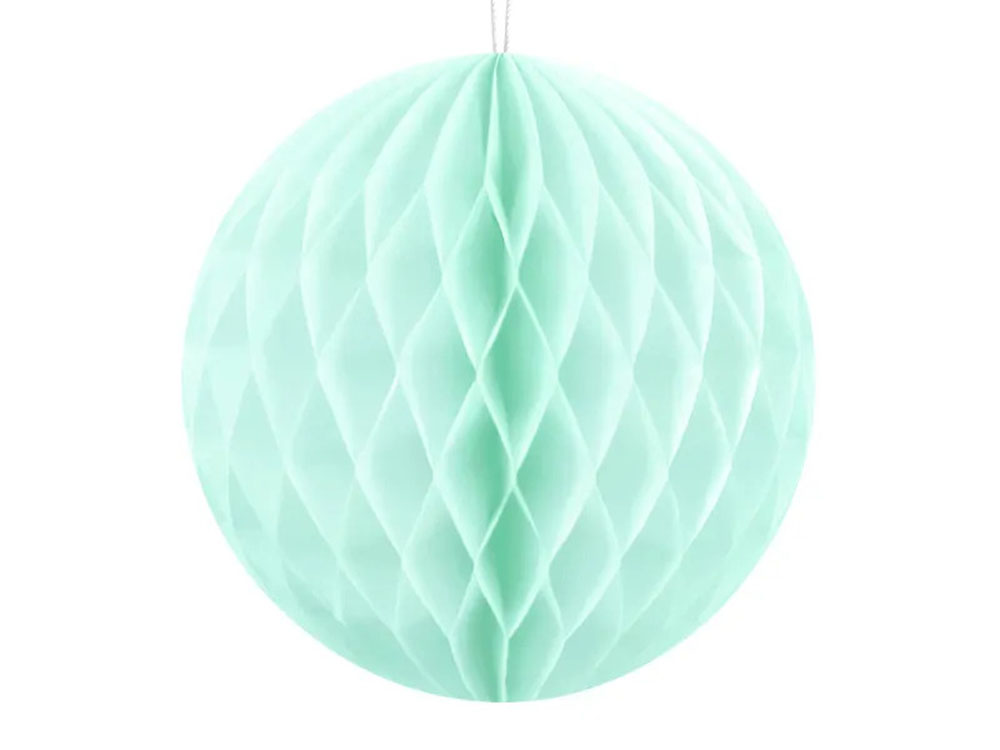 Mintfarvet Honeycomb Kugle 20 cm – Elegant Festpynt