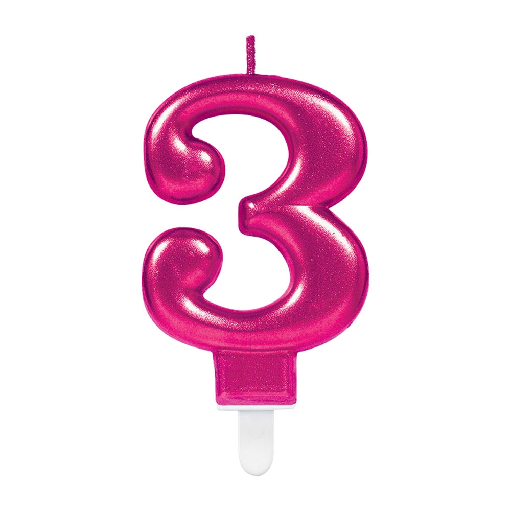 Nummerlys 3 i Festlig Pink til Fødselsdagsparty