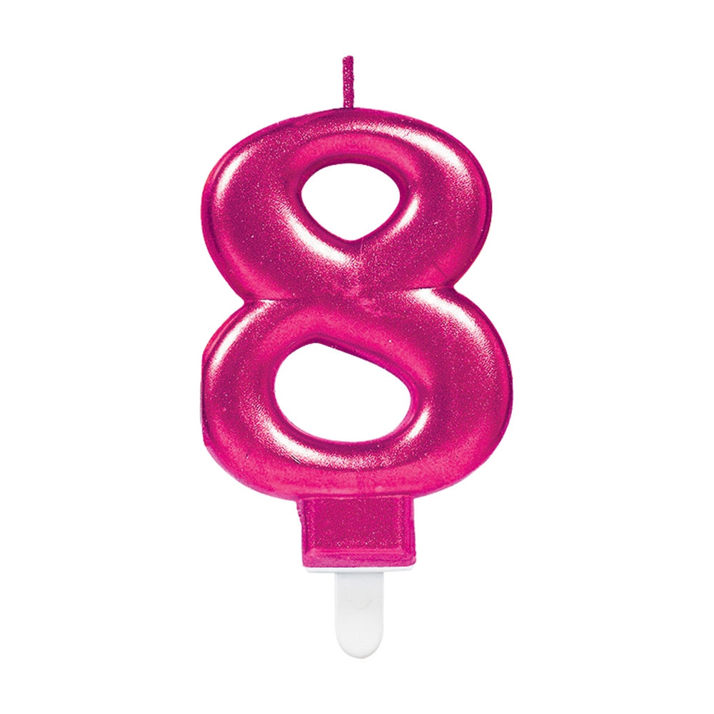 Nummerlys 8 – Pink Dekoration til Fødselsdagskage