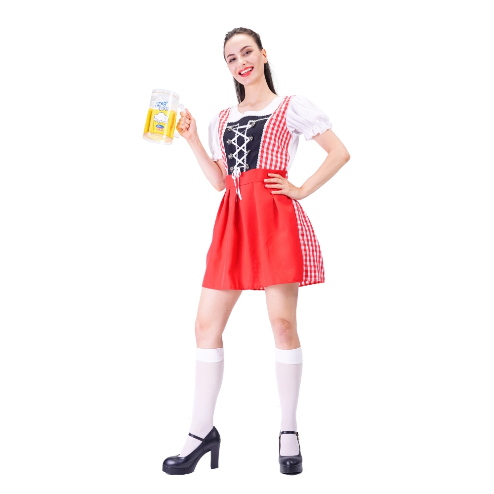Oktoberfest Kjole i Rød Hvid – Ideel til Bierfest!