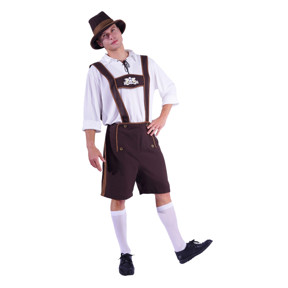 Klassisk Hvid og Brun Kostume til Oktoberfest Festen