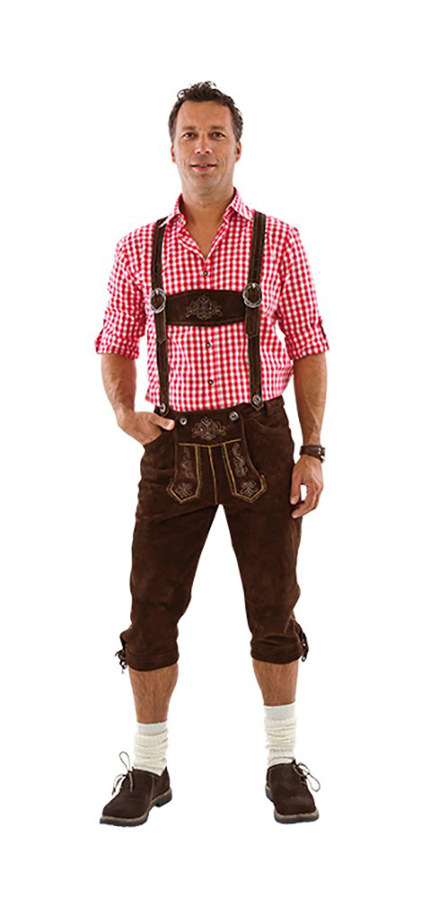 Ægte Læder Lederhosen til Oktoberfest – Brun Feststil