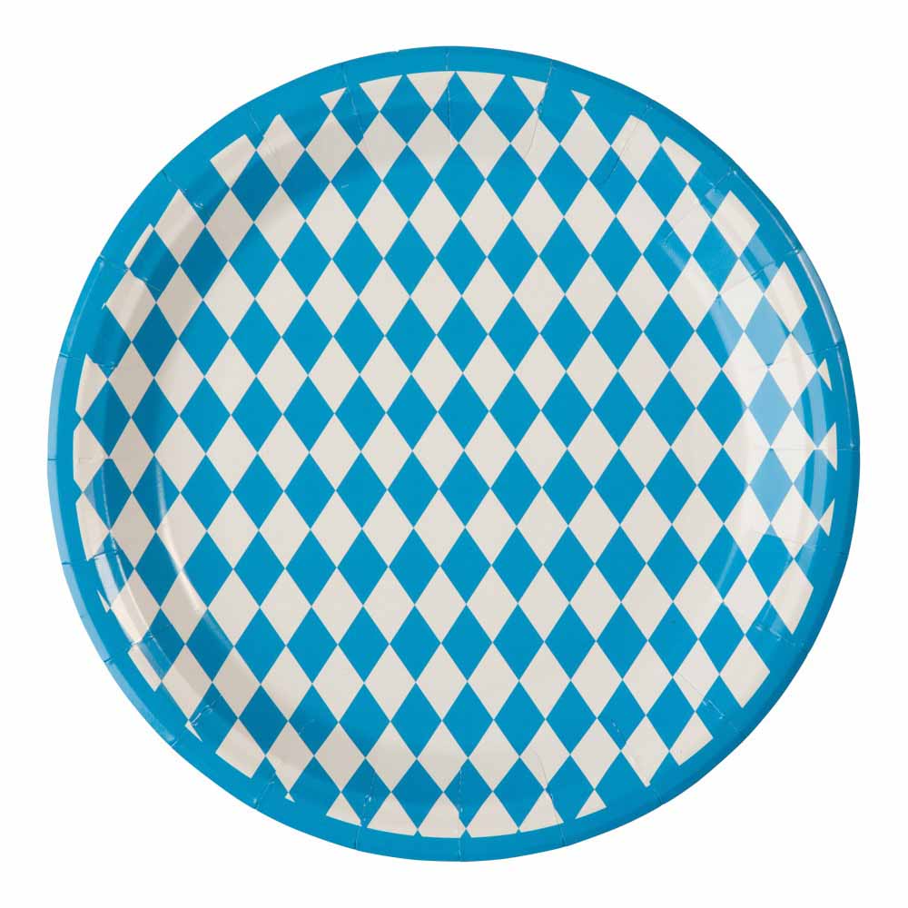 Festlige Paptallerkner til Oktoberfest - 6 Stk. Ternede Tallerkner