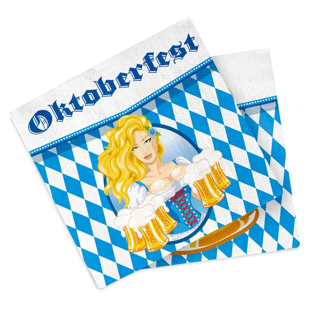 Oktoberfest Servietter med Heidi - 20 Stk Festtilbehør