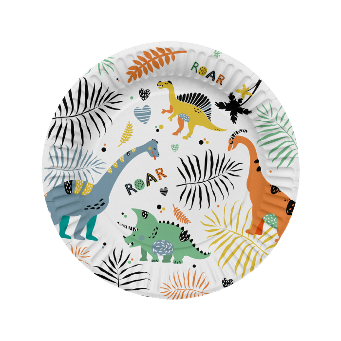 Dinosaur Paptallerkener - 23 cm til Festen!