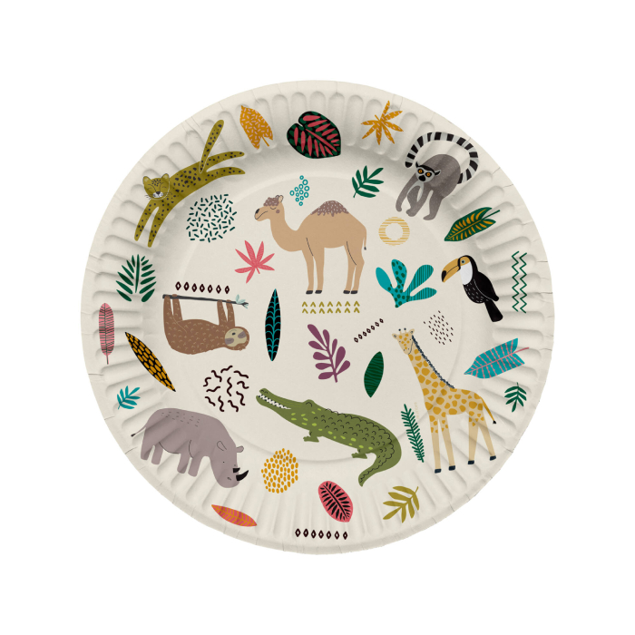 Zoo Motiver Paptallerkener 8 stk. - 23 cm til Fest!