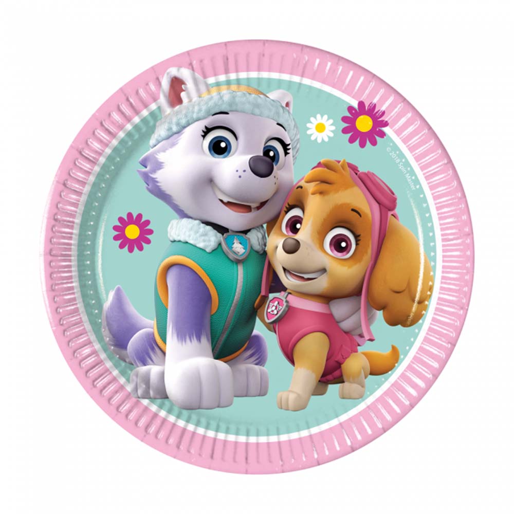 Paw Patrol kagetallerkner med Skye og Everest - 8 stk.