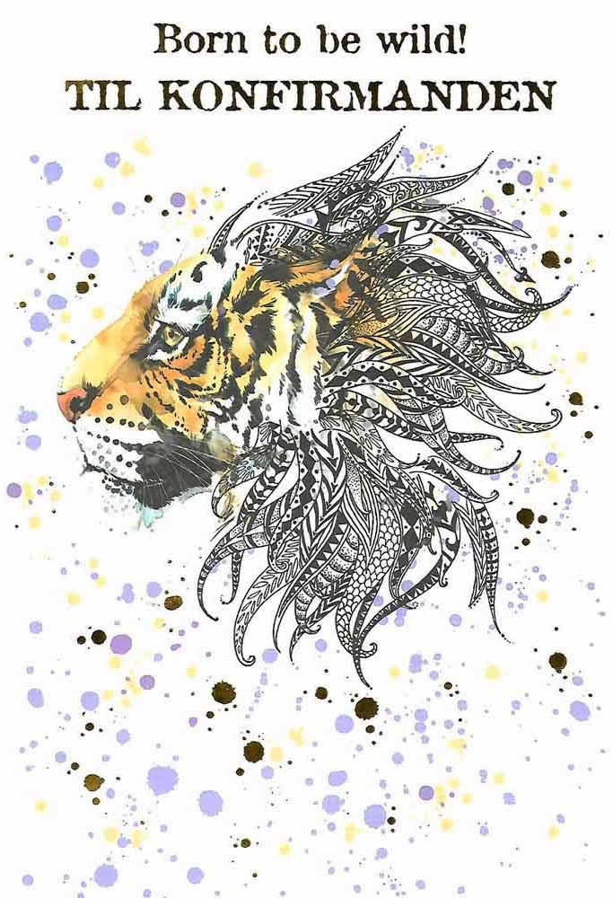 Farverigt Tiger Penge Telegram til Konfirmation - Must-Have!