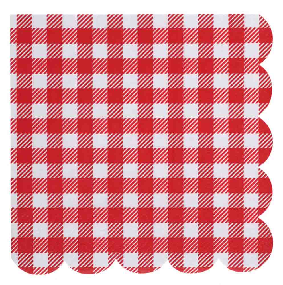 Røde og hvide picnic servietter – 20 stk. til festlige dage
