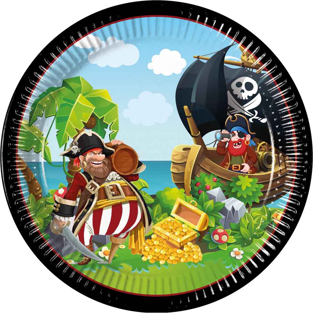 Pirat Paptallerkner – 8 stk til din fest!