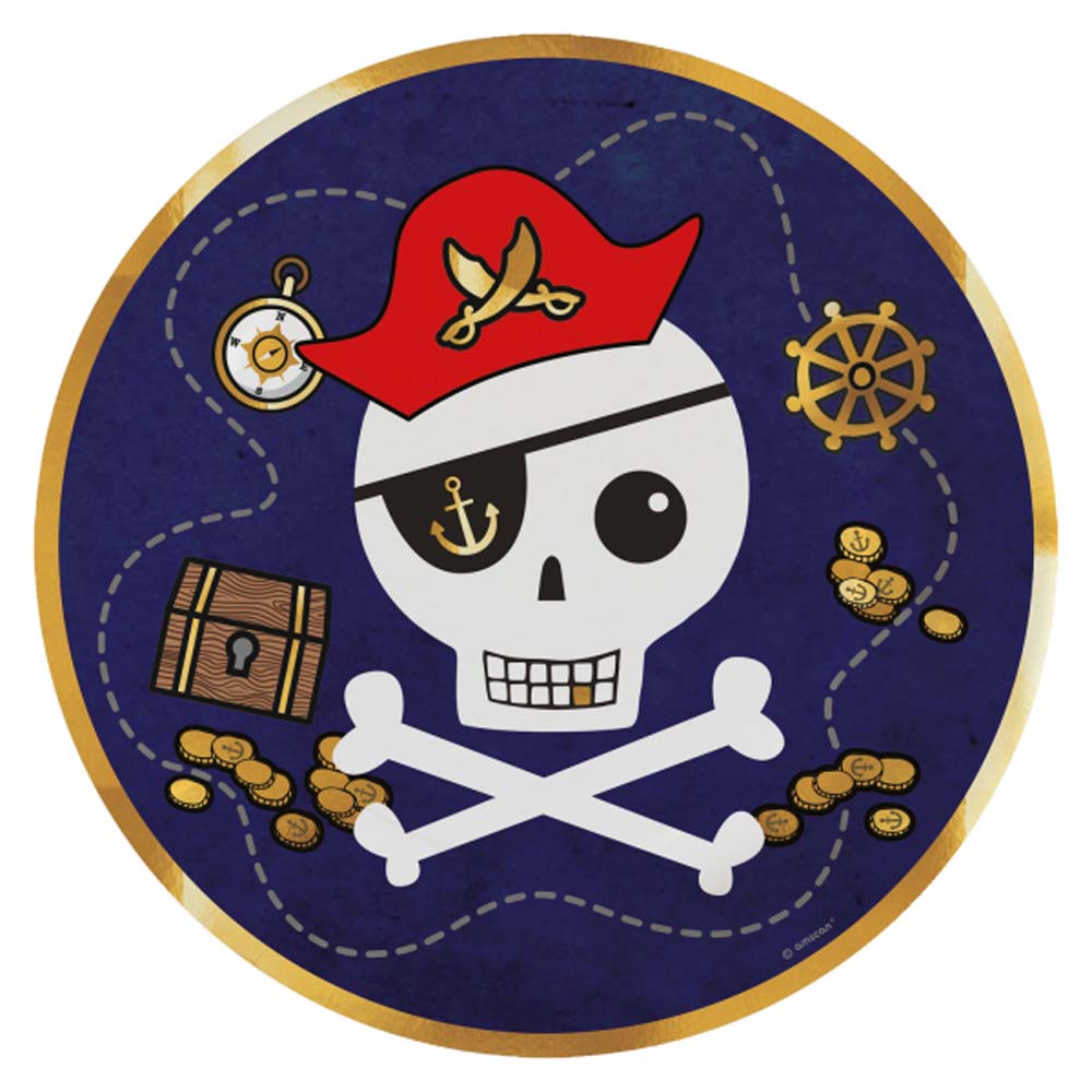 Jolly Roger Pirat Paptallerkner til Temafest - 23 cm