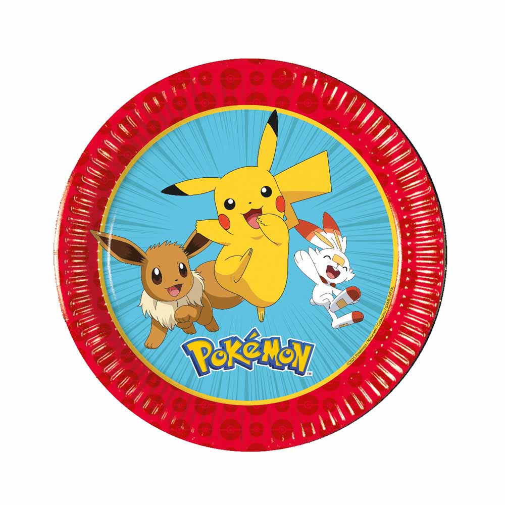 Farverige Pokemon Kagetallerkner – 8 Stk til Fest!