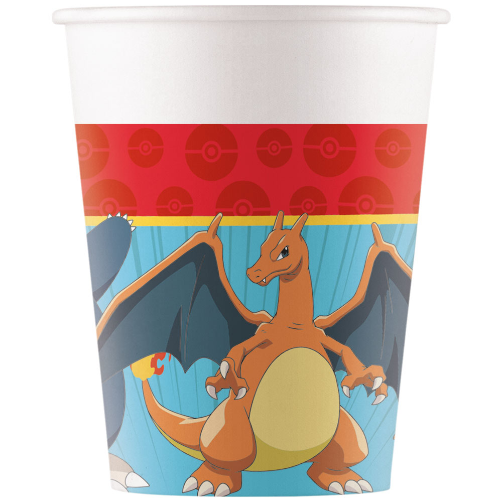 Farverige Pokemon Papkrus med Charizard – 8 stk. til fest