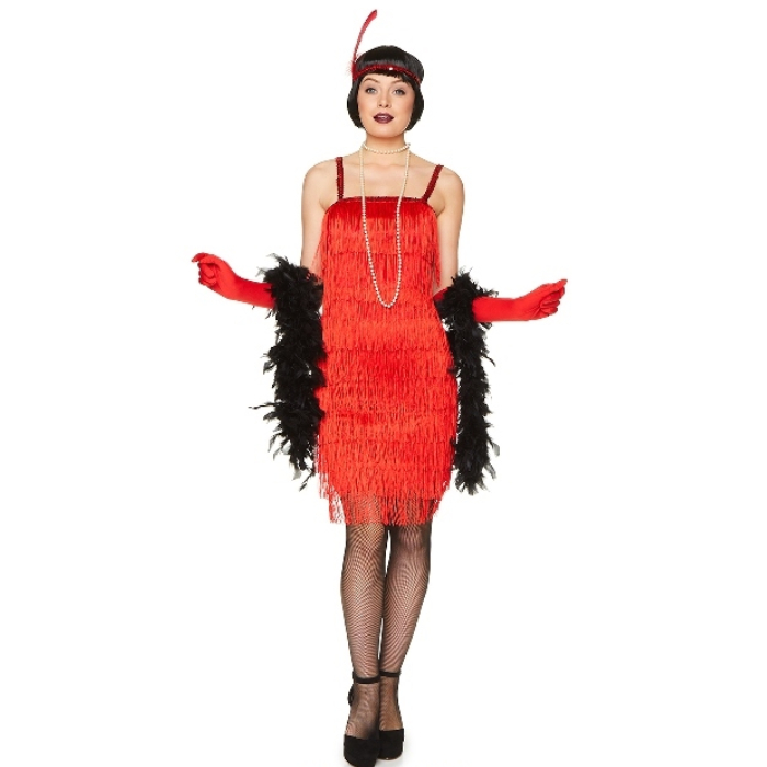 Retro 1920 Rød Flapper Kostume til Fest og Udklædning