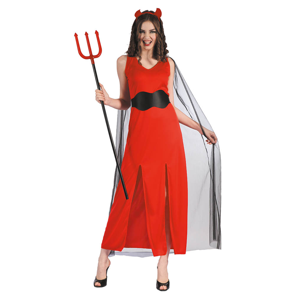Rødt Djævle Kostume med Kappe til Halloween Fest
