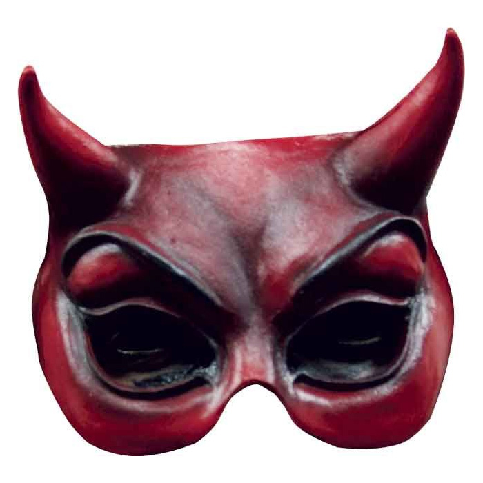 Rød Halv Djævle Maske til Halloween - Skræmmende Gave!