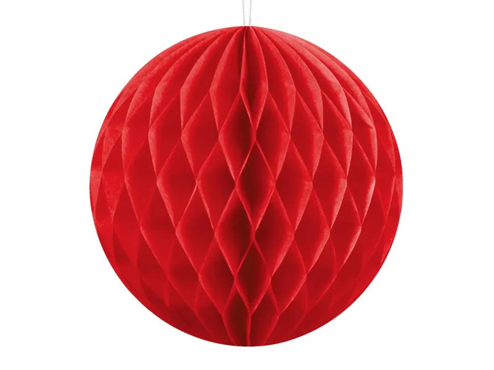 Rød Honeycomb Dekorationskugle 20 cm – Festlig Udsmykning!