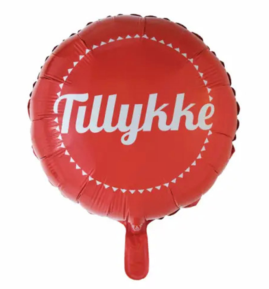 Rød Helium Folieballon med TILLYKKE til Festen