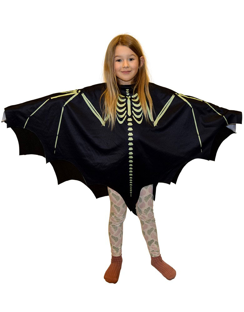 Selvlysende Skelet Poncho til Halloween - Børnekostume