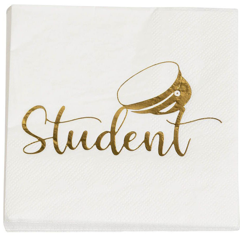 Guldmetallic Servietter til Studenterfest - 16 Stk.