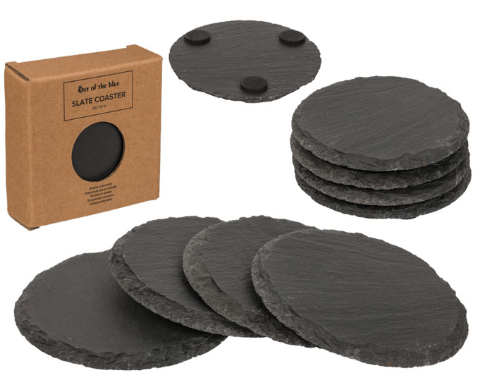 Rustikke skifer coasters til festligt borddækning