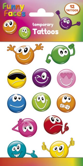 Festlige Smiley Tatoveringer – 12 Stk til Børnefest