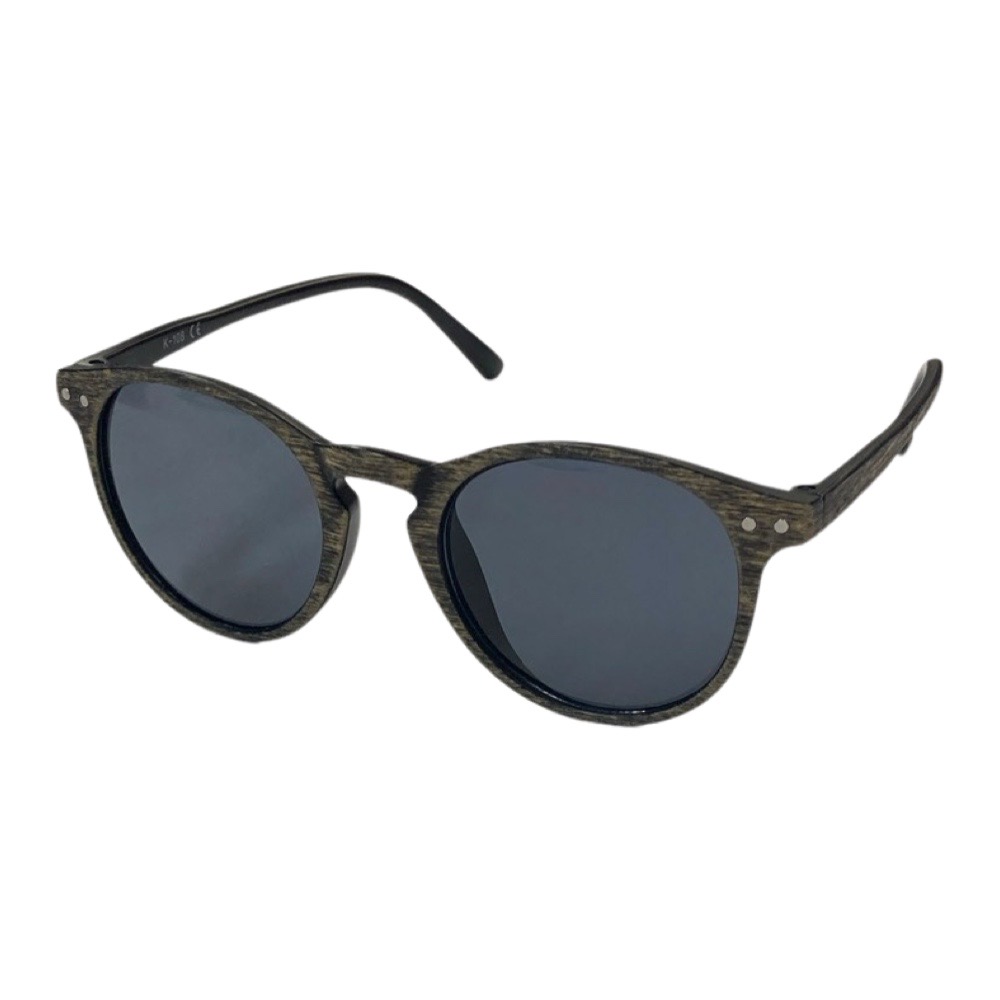 Trendy Børnesolbrille i Gråbrun Trælook til Sommeren