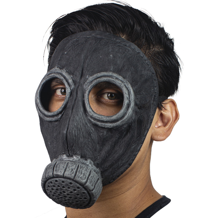 Sort Latex Gasmaske til Halloween Festen