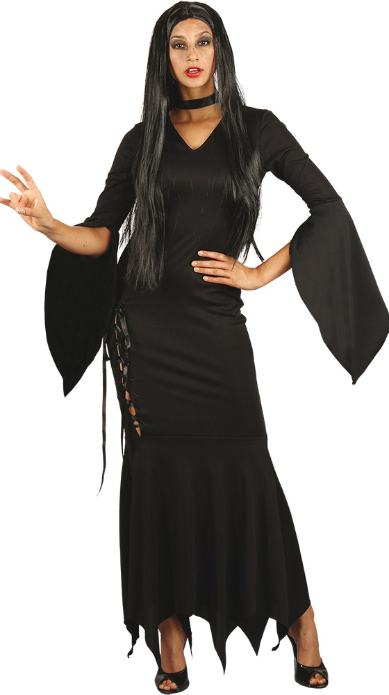 Elegant Sort Halloween Kjole til Mystiske Fester