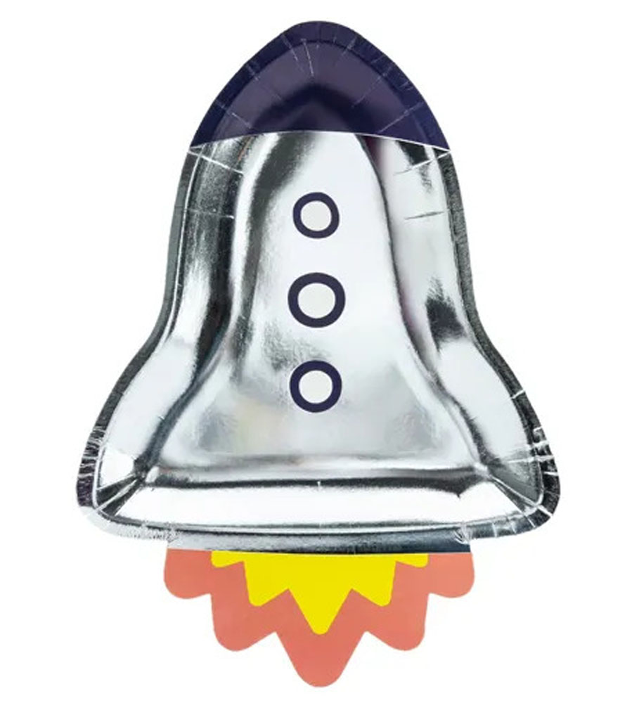 Rumraket Paptallerkner til Space Party – 6 stk. Festartikler