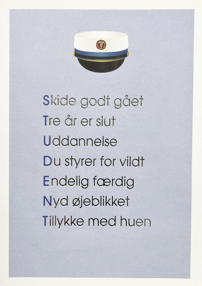 Studenterkort med Blå Hue – Fejr Din Graduering!