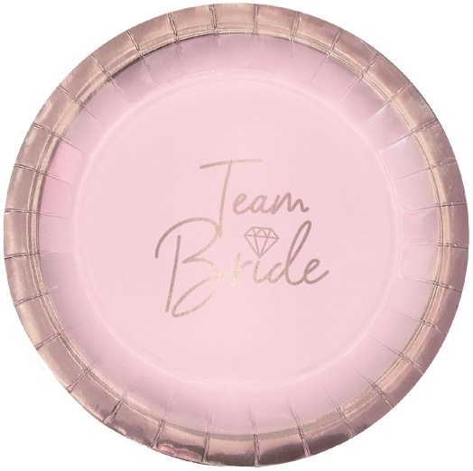 Team Bride Paptallerkner til Polterabend – 8 stk. Fest!
