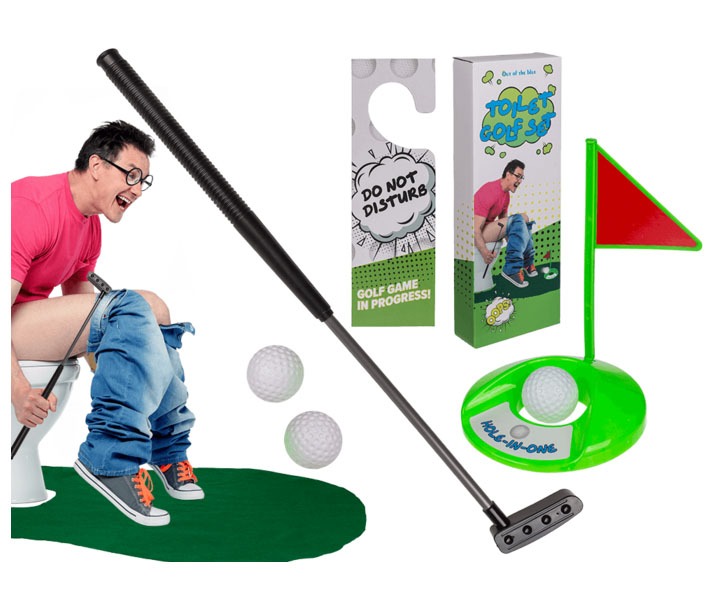 Toilet Golf Sæt – Sjov Underholdning til Badeværelset!