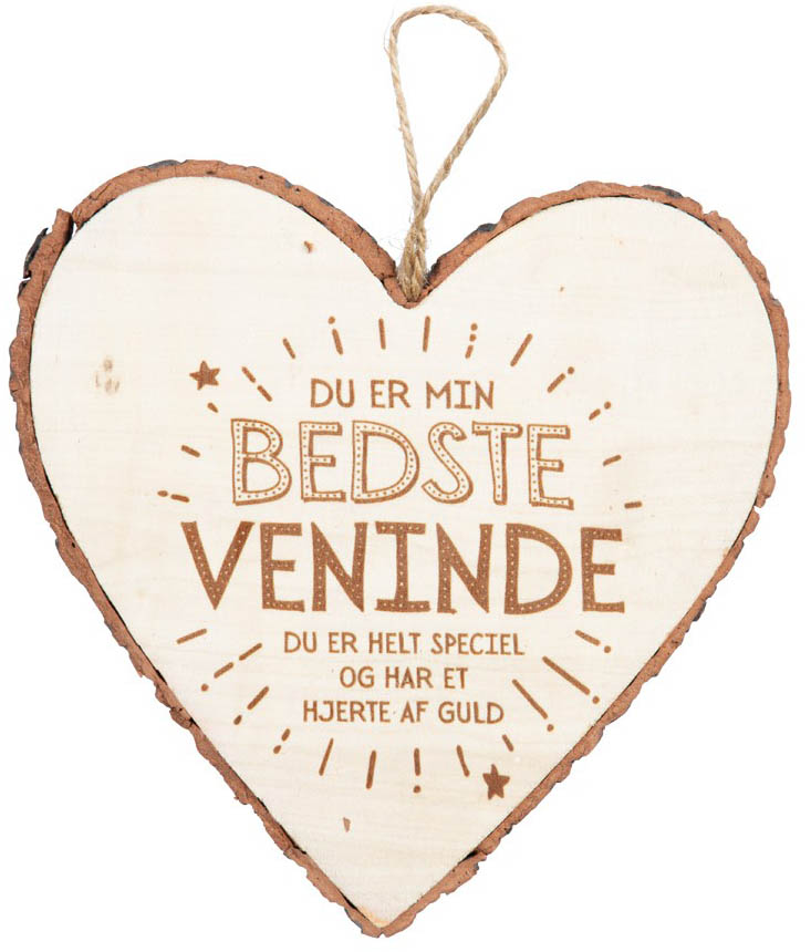 Træhjerte "Bedste Veninde" – Betænksom Gaveidé til Venner