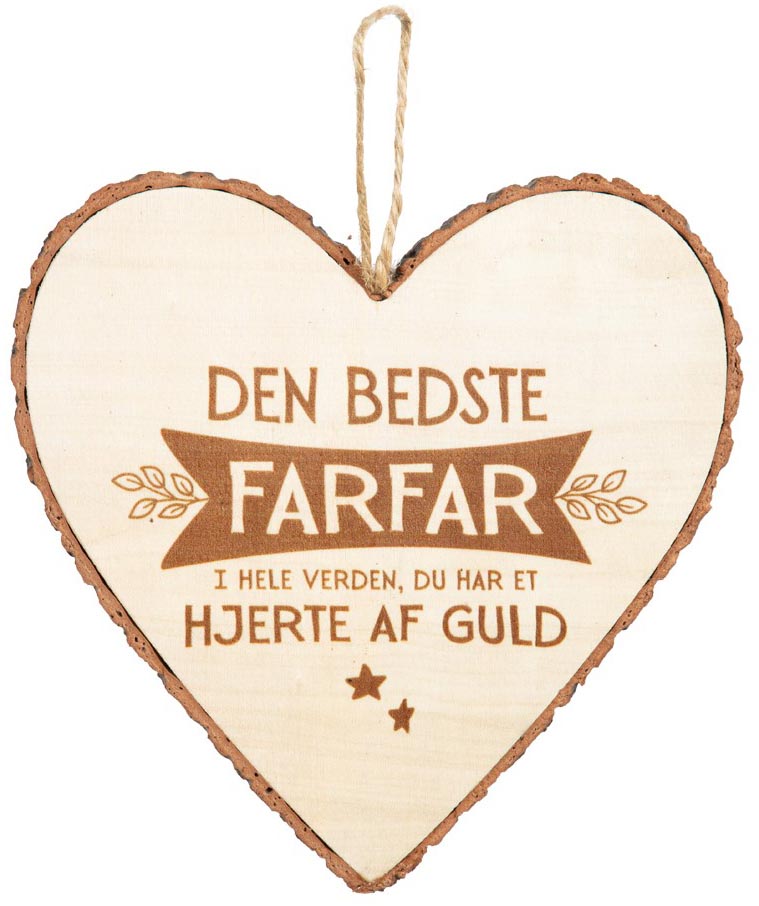 Træhjerte "Den Bedste Farfar" – Kærlighedsgave til ham