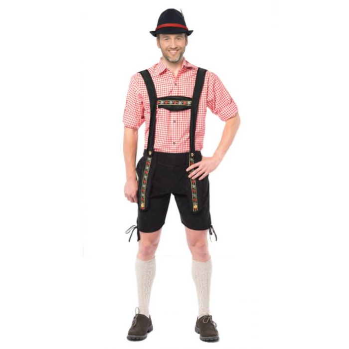 Tyroler Lederhosen Bukser Johann - Kort og Sort Stil